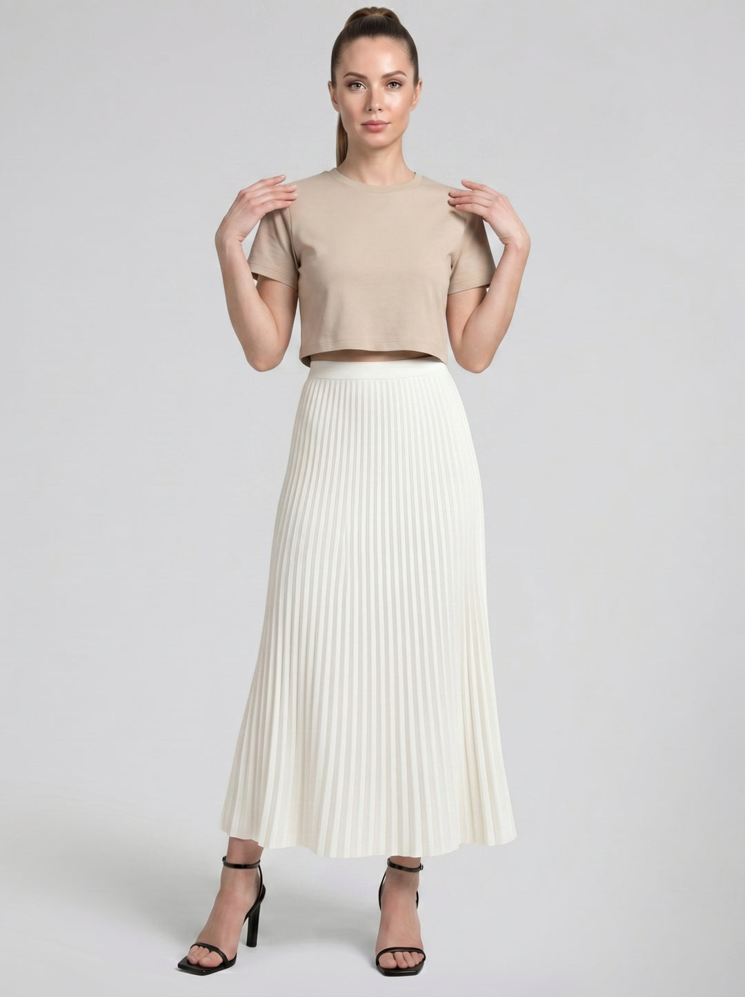 Women's Pleated Knit Midi Skirt – Fluid Movement
