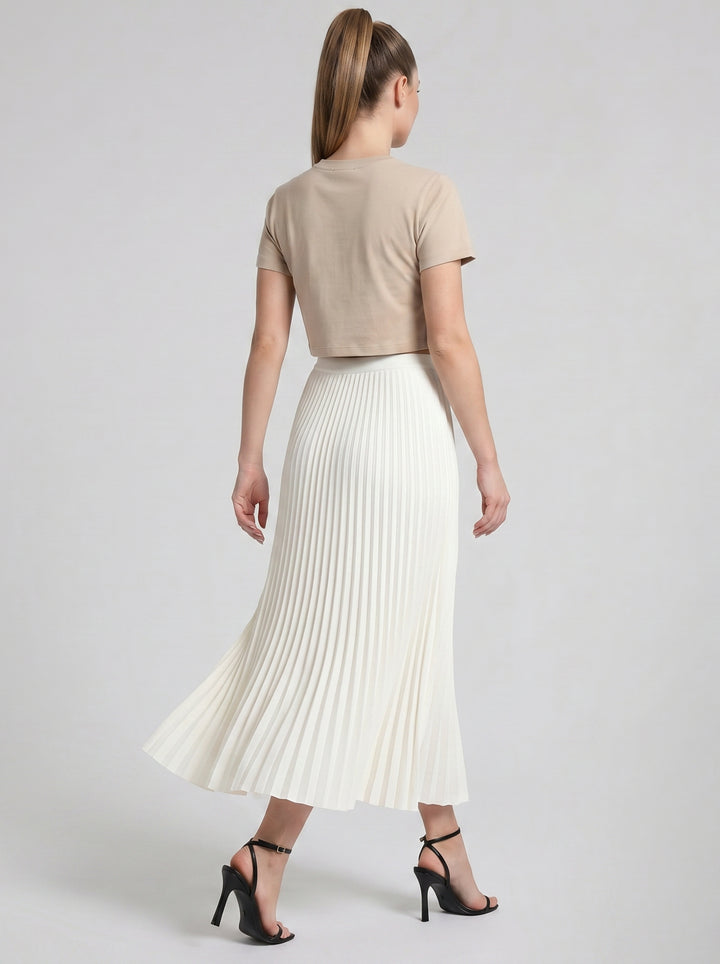 Women's Pleated Knit Midi Skirt – Fluid Movement