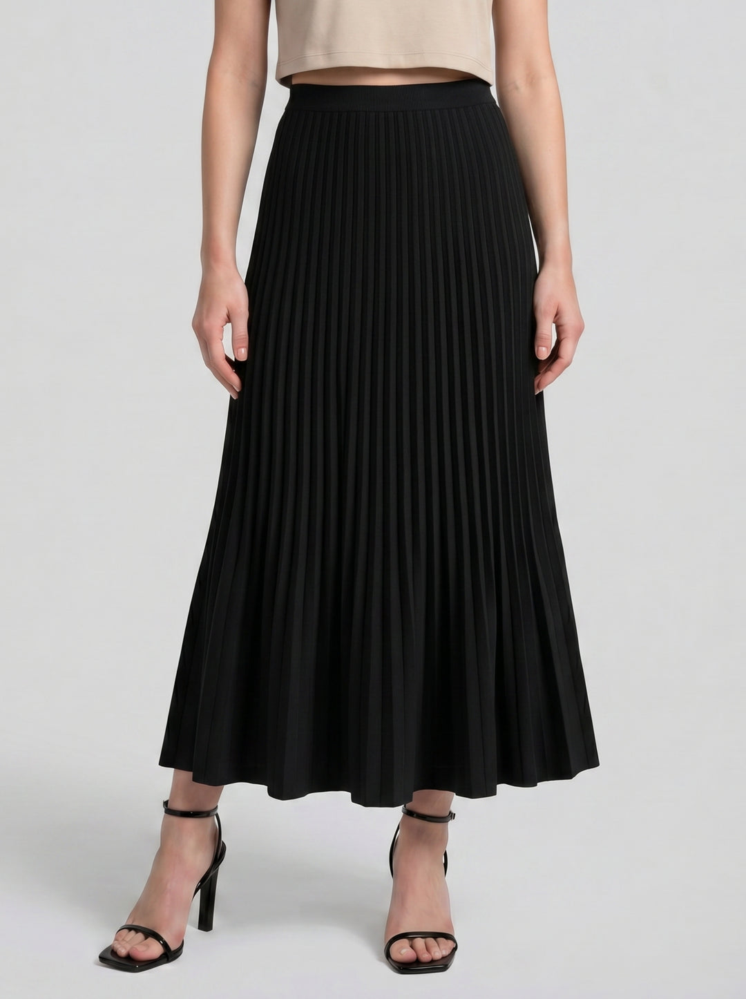 Women's Pleated Knit Midi Skirt – Fluid Movement
