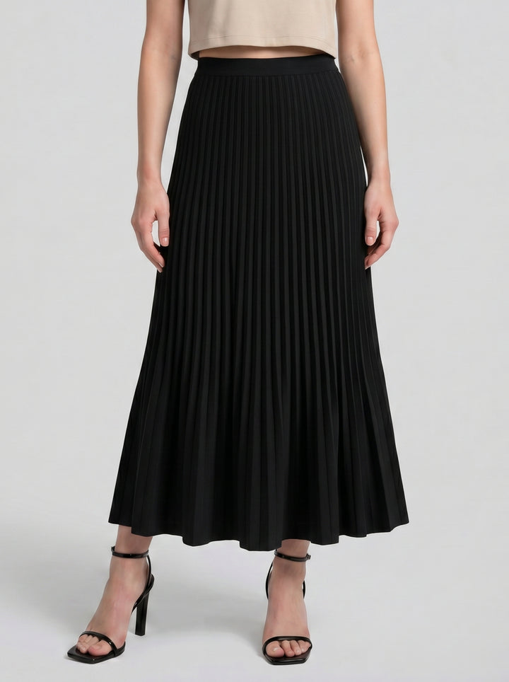 Women's Pleated Knit Midi Skirt – Fluid Movement
