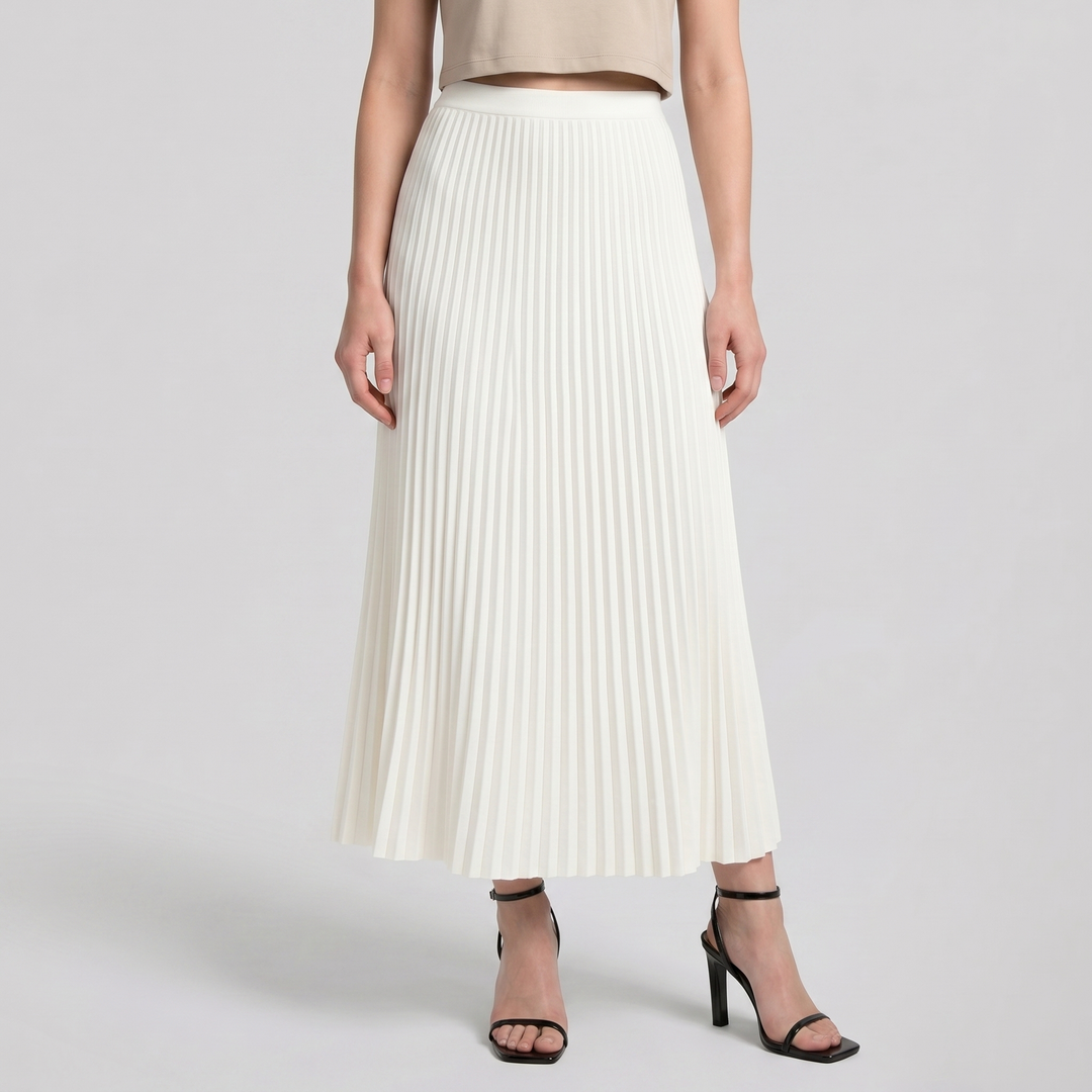 Women's Pleated Knit Midi Skirt, Elegant Fluid Movement