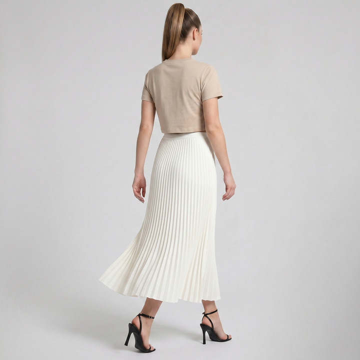 Women's Pleated Knit Midi Skirt – Elegant Fluid Movement