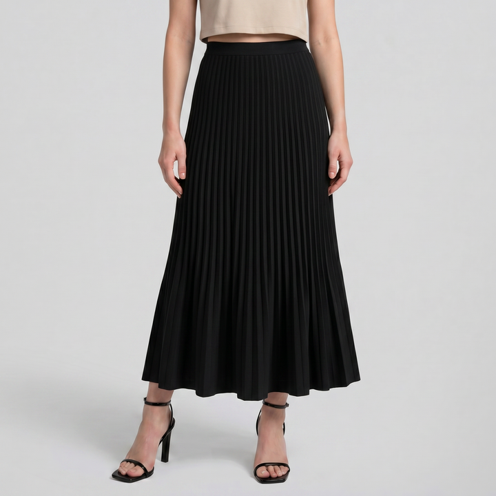 Women's Pleated Knit Midi Skirt – Elegant Fluid Movement