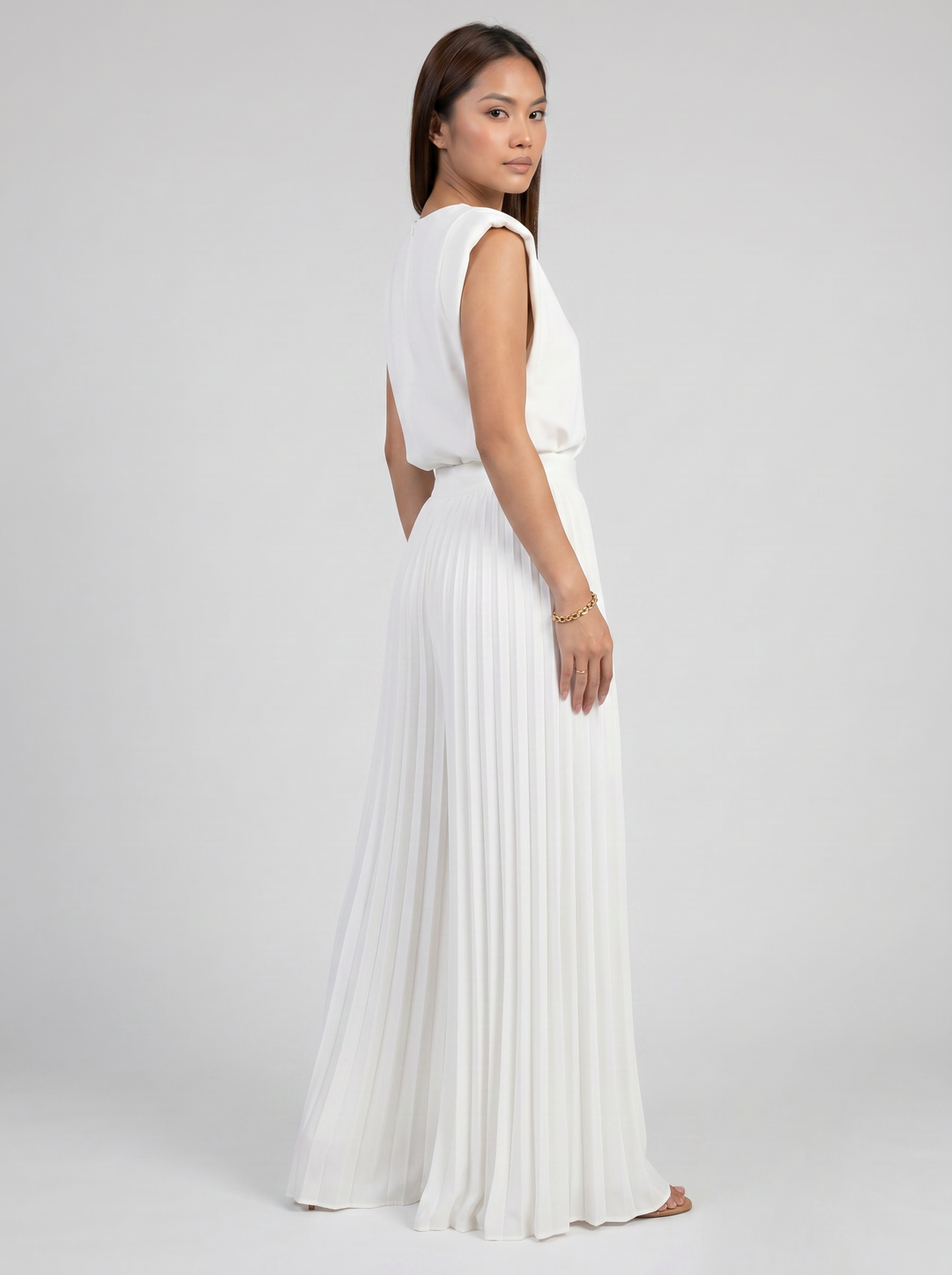 Women's Pleated Trouser Set – Sleeveless Wide-Leg Co-Ord