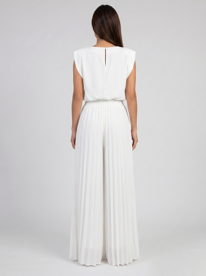 Women's Pleated Trouser Set – Sleeveless Wide-Leg Co-Ord