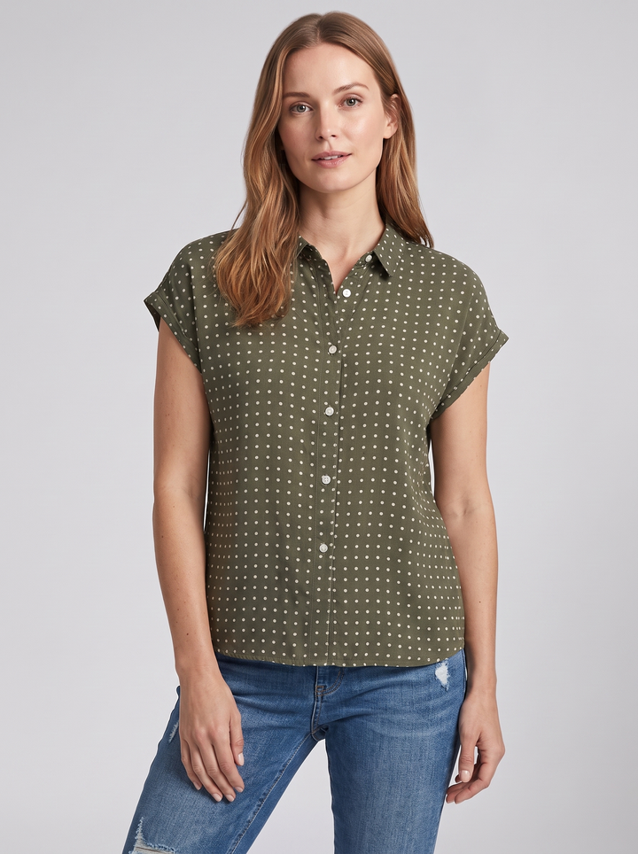 Women's Shirt – Polka Dot Cap-Sleeve