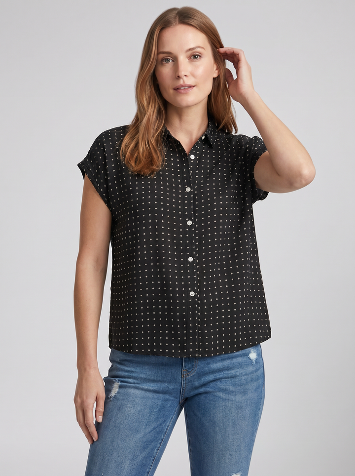 Women's Shirt – Polka Dot Cap-Sleeve