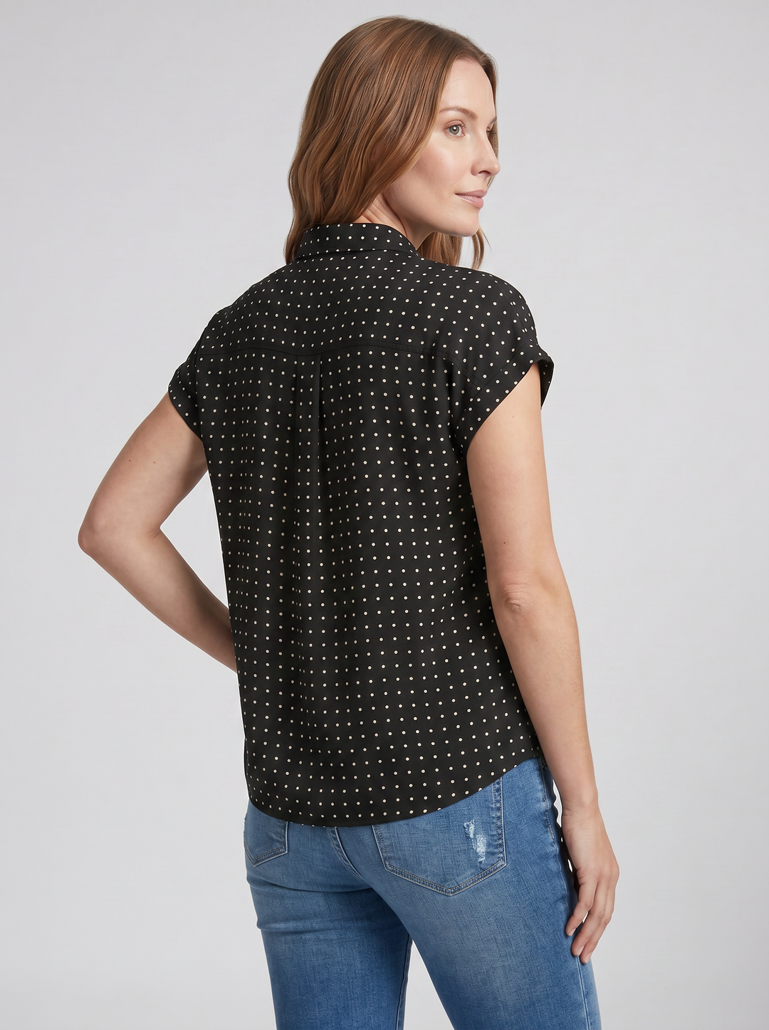 Women's Shirt – Polka Dot Cap-Sleeve