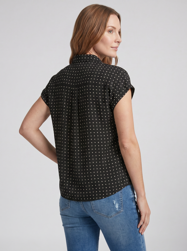 Women's Shirt – Polka Dot Cap-Sleeve