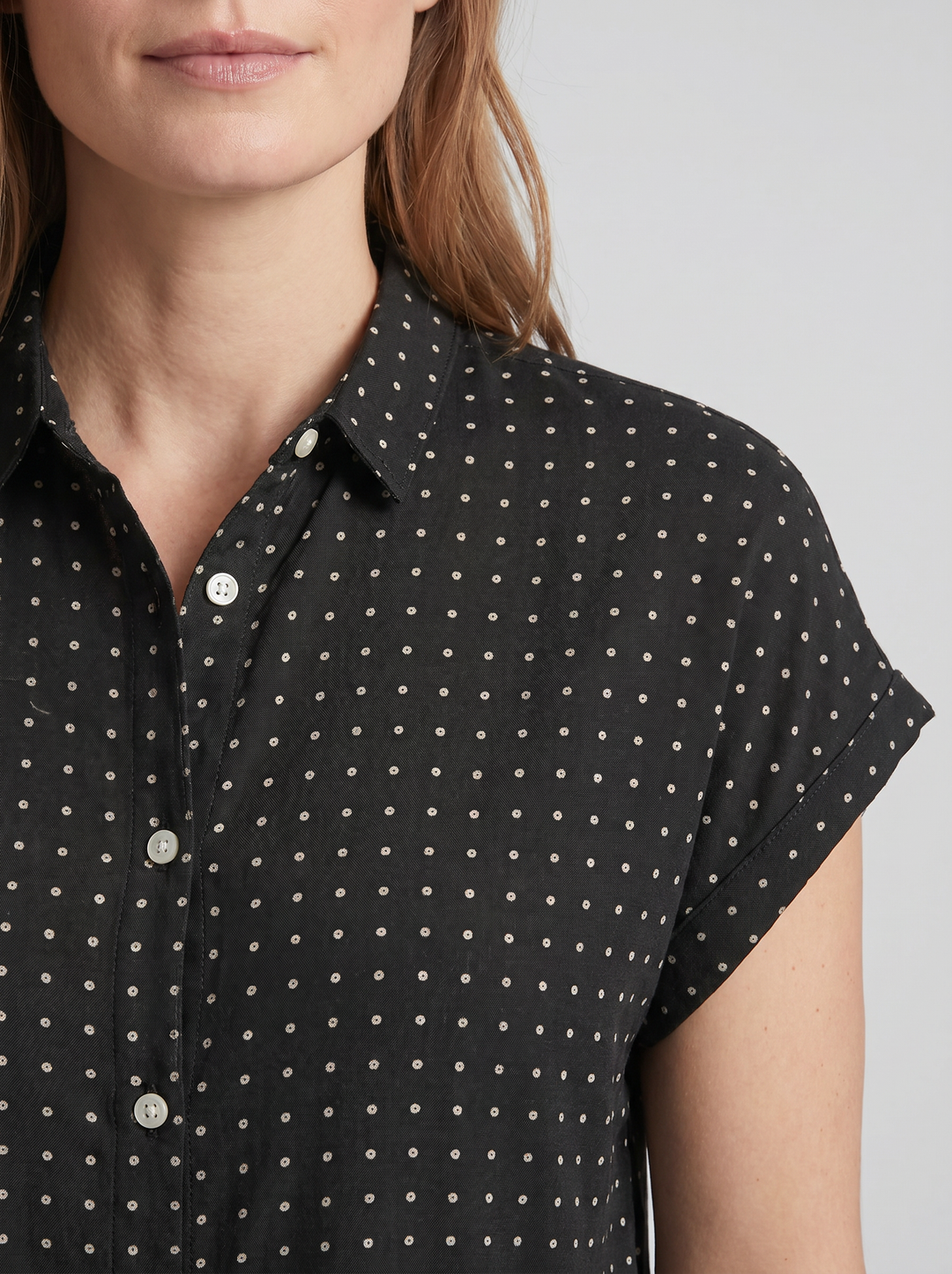 Women's Shirt – Polka Dot Cap-Sleeve