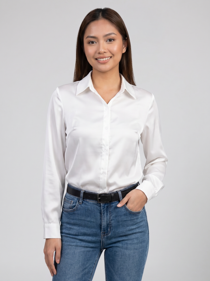 Women's Satin Shirt – Silky Button-Down