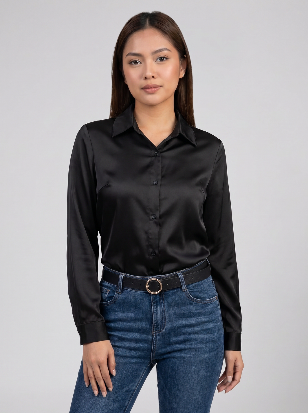 Women's Satin Shirt – Silky Button-Down