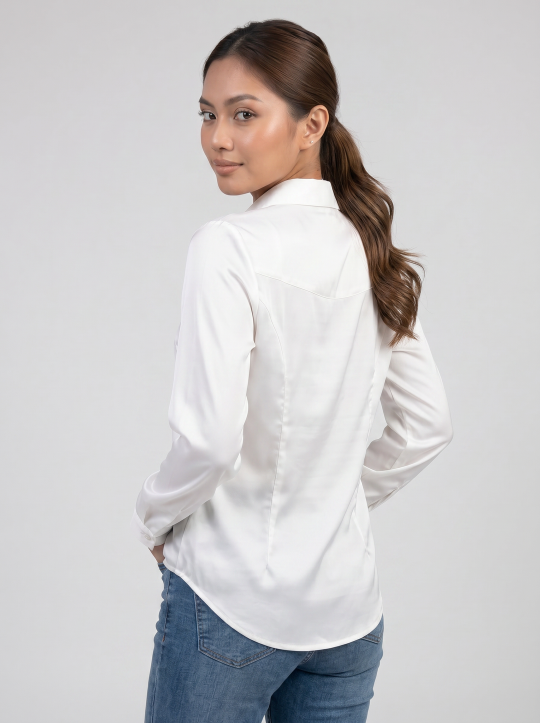 Women's Satin Shirt – Silky Button-Down