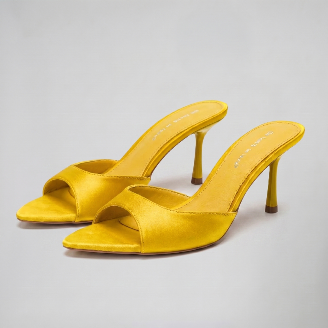 Women’s Satin Peep-Toe Mules | Celestiella