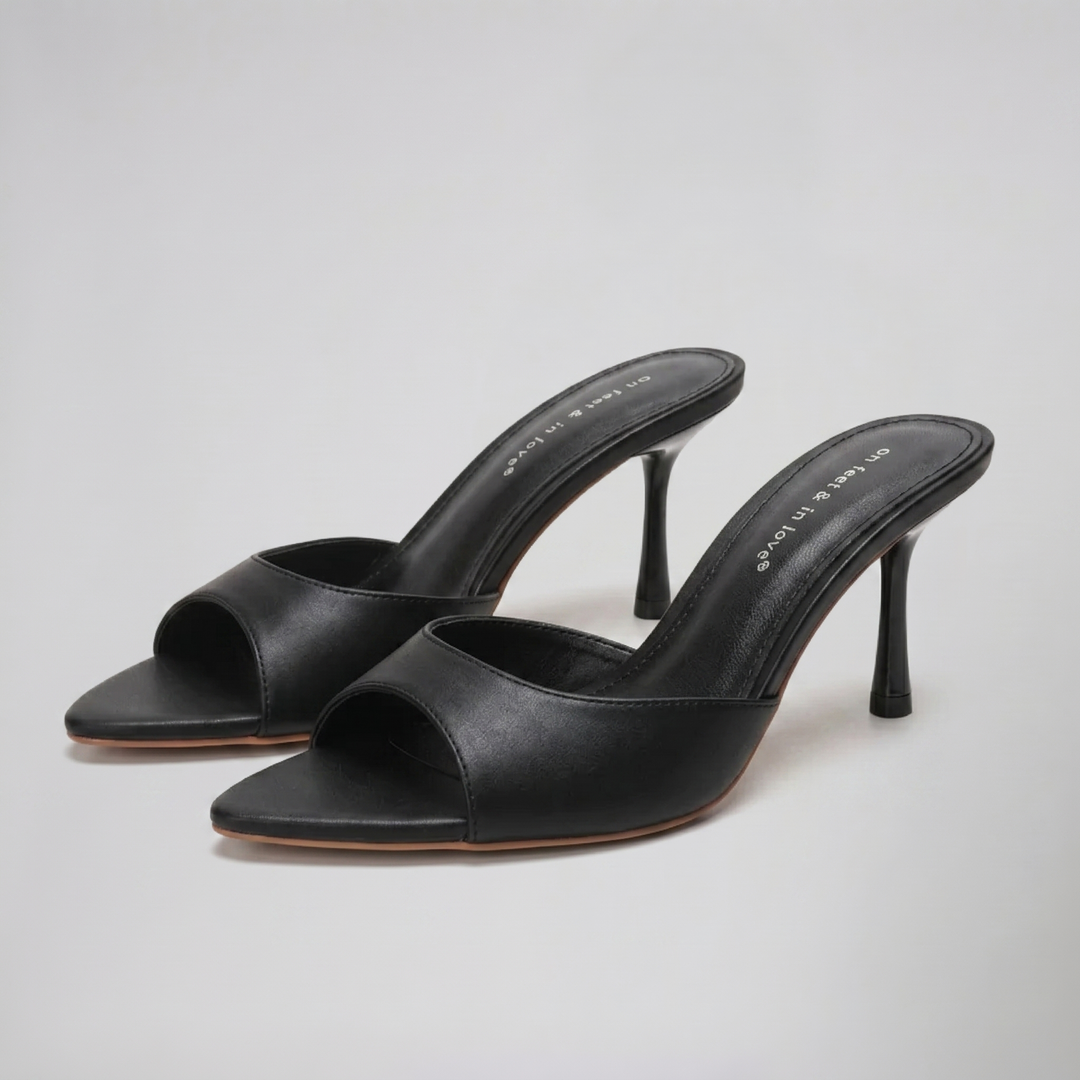 Women’s Satin Peep-Toe Mules | Celestiella