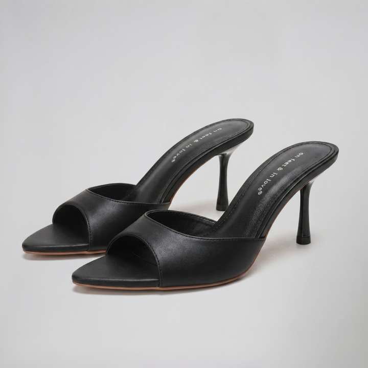 Women’s Satin Peep-Toe Mules | Celestiella