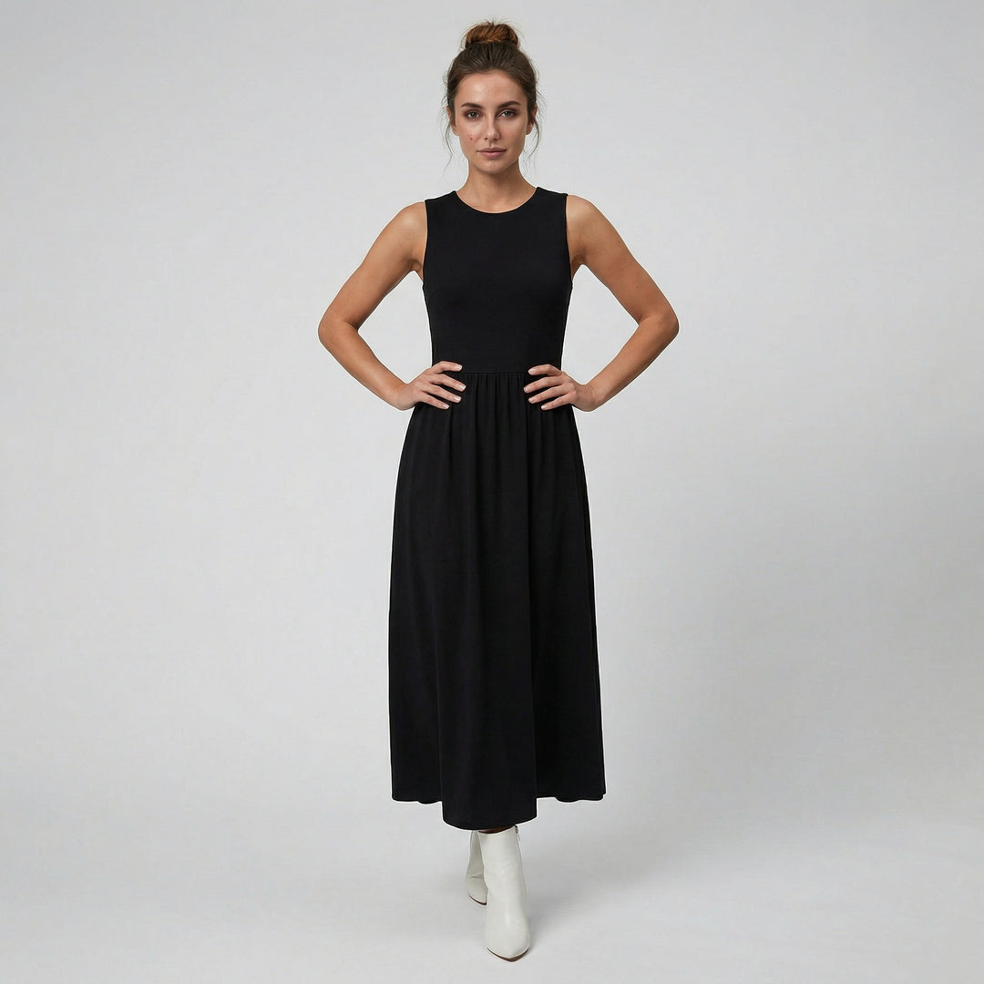 Women's Maxi Dress – Sleeveless High-Neck Minimalist
