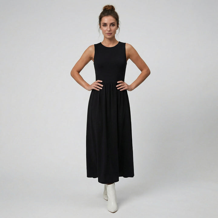 Women's Maxi Dress – Sleeveless High-Neck Minimalist