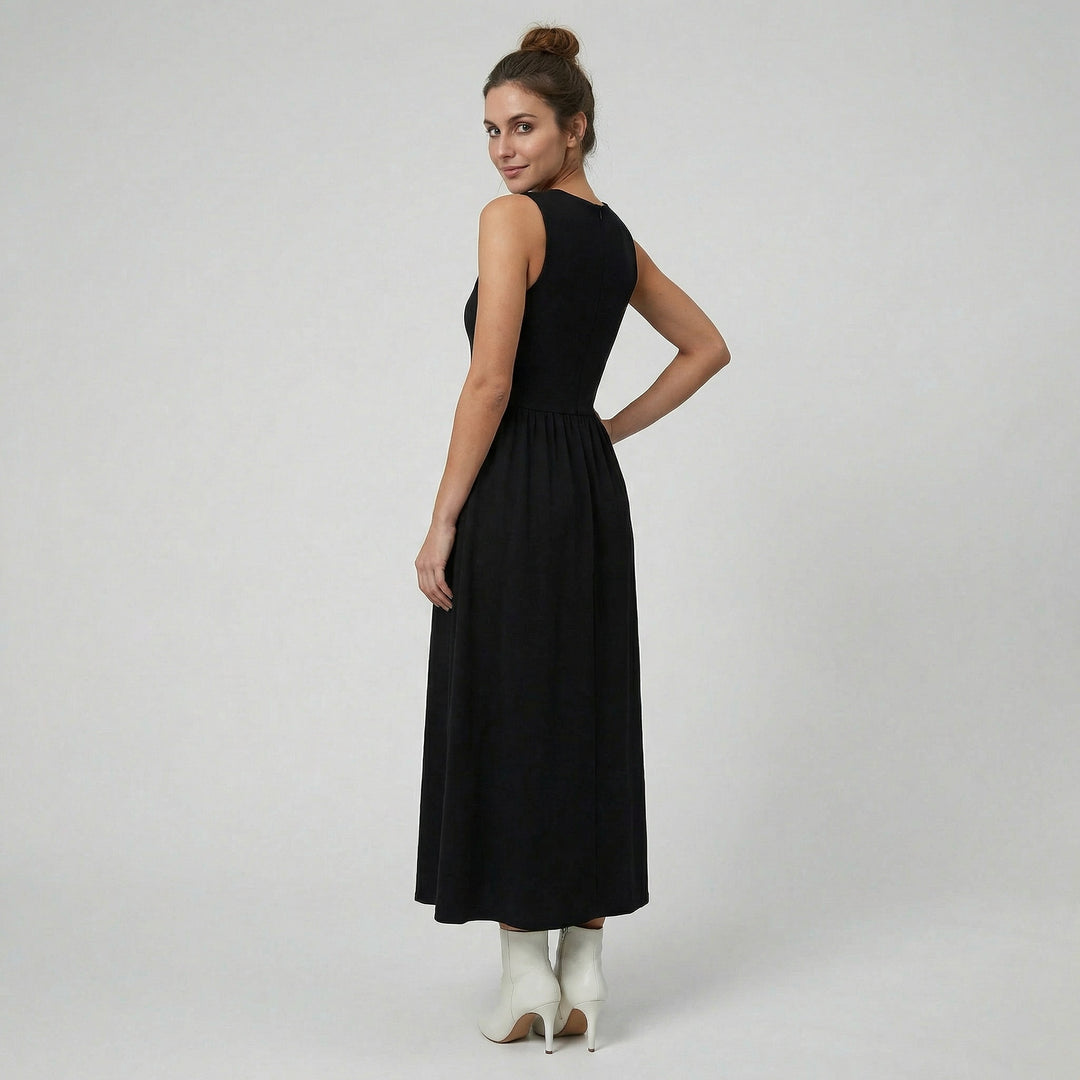 Women's Maxi Dress – Sleeveless High-Neck Minimalist