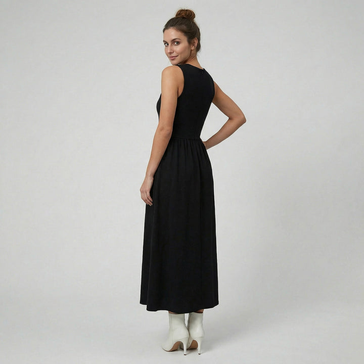 Women's Maxi Dress – Sleeveless High-Neck Minimalist