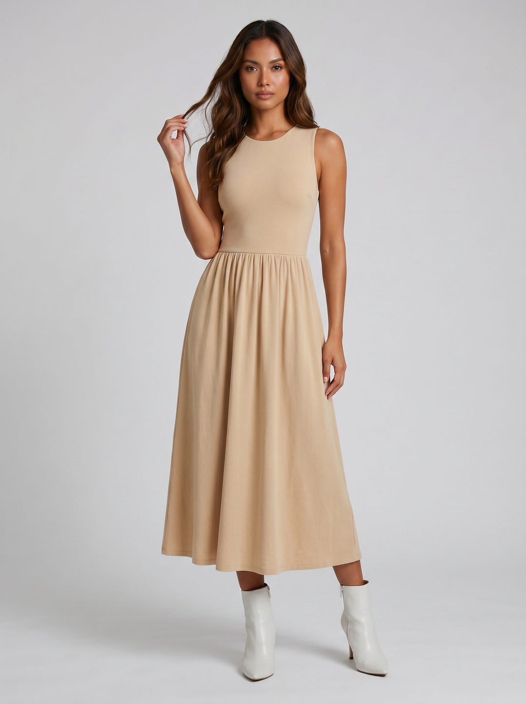 Women's Maxi Dress – Sleeveless High-Neck Minimalist