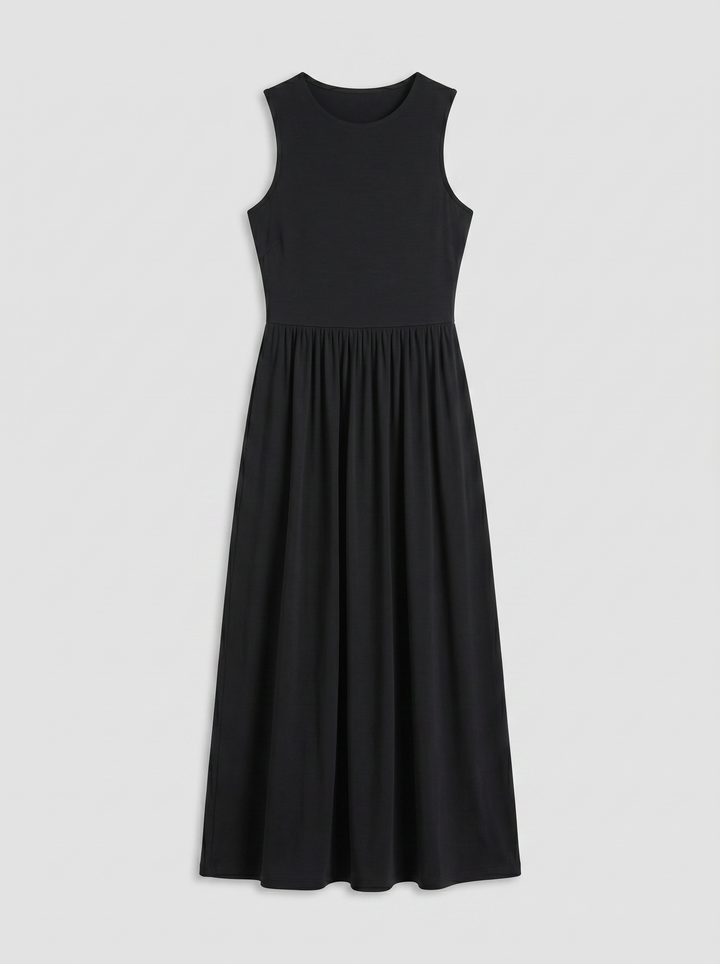 Women's Maxi Dress – Sleeveless High-Neck Minimalist