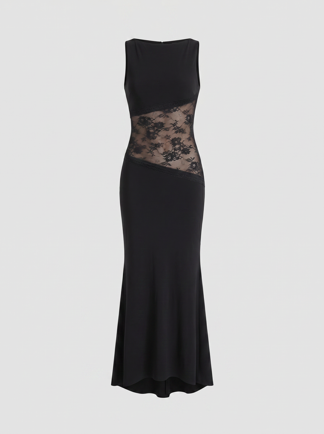 Women's Maxi Dress – Sleeveless Lace-Insert