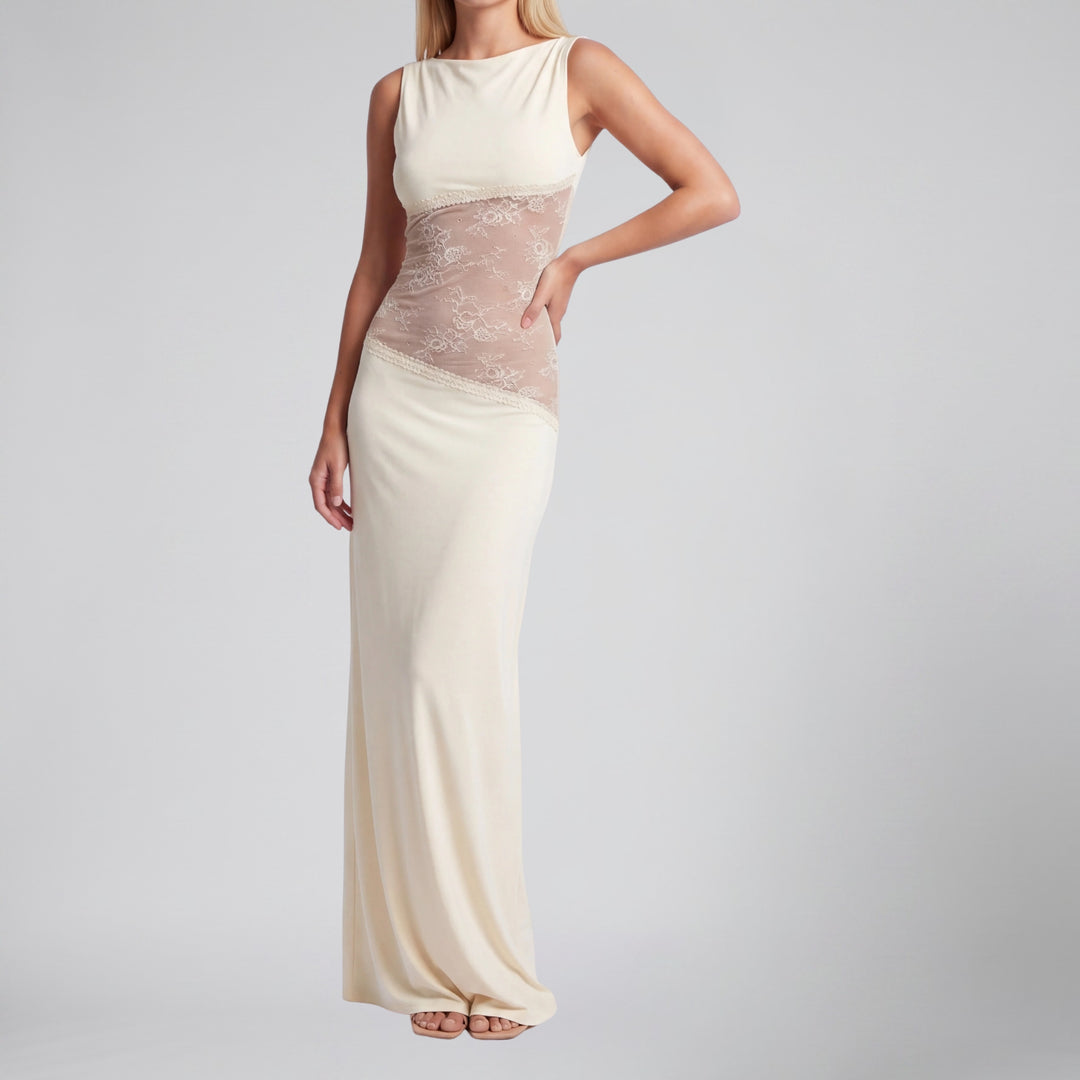 Women's Maxi Dress, Sleeveless Lace-Insert