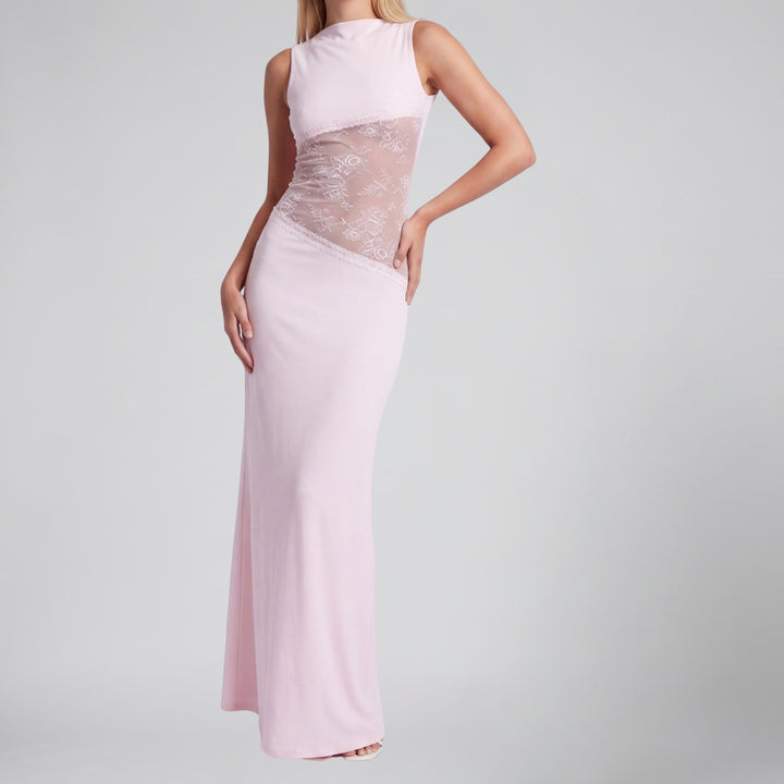Women's Maxi Dress – Sleeveless Lace-Insert