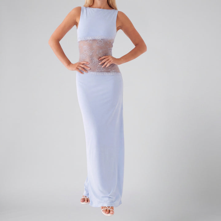 Women's Maxi Dress – Sleeveless Lace-Insert