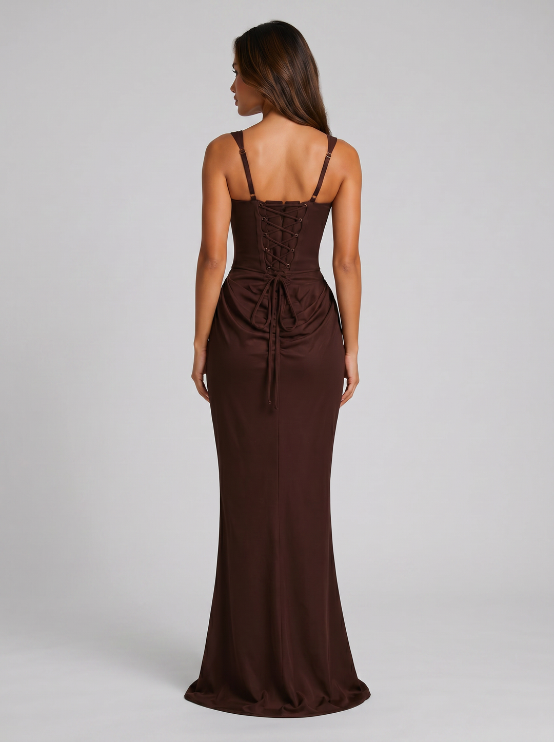 Women's Bodycon Draped Corset Maxi Dress – Sleeveless Square Neck Gown