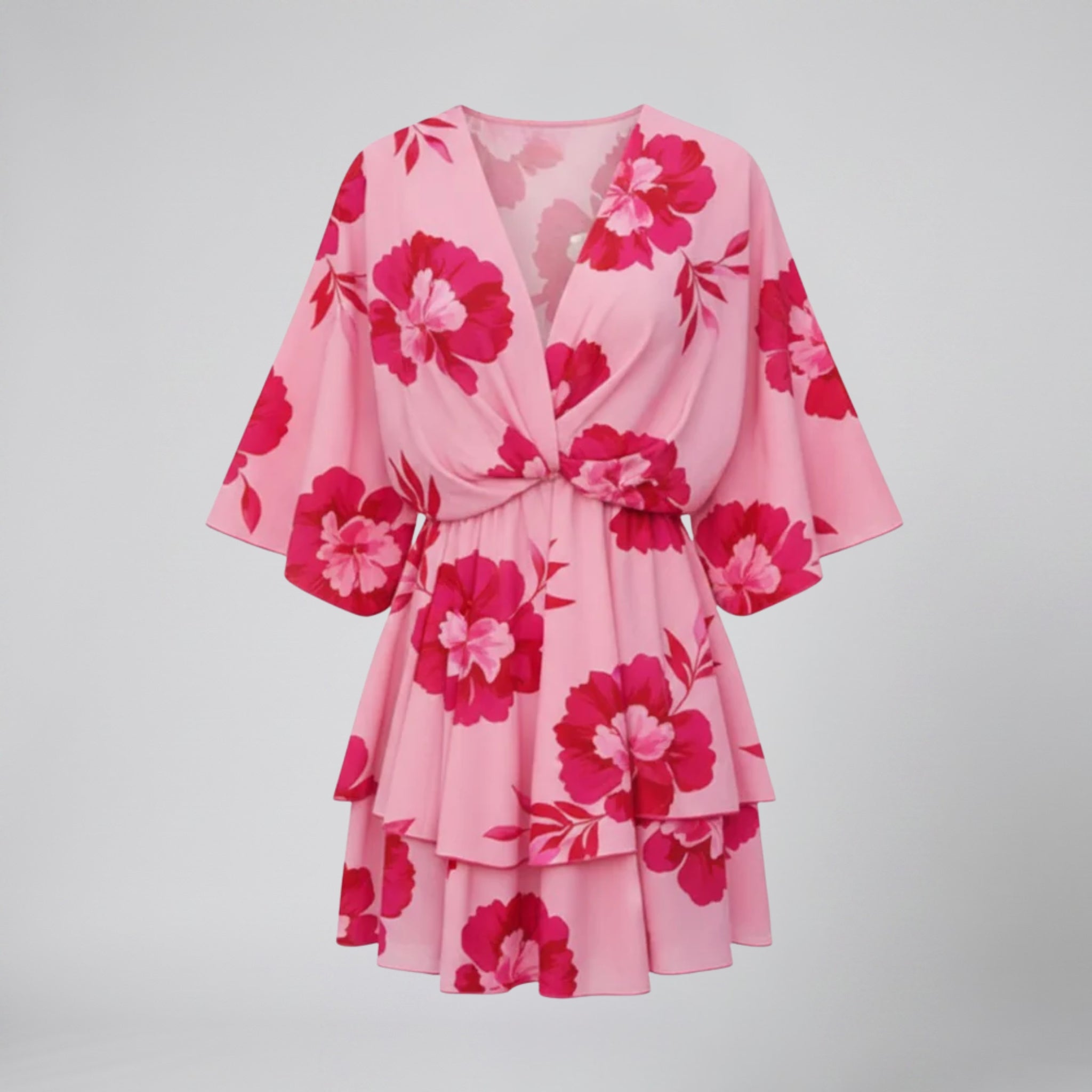 Women’s V-Neck Floral Print Mini Dress | Celestiella