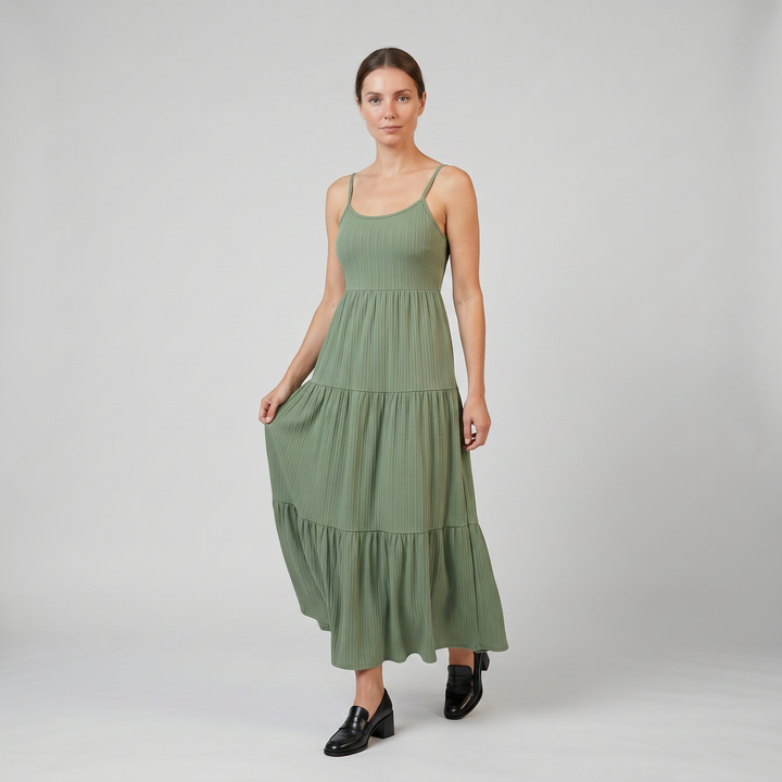 Women's Maxi Dress – Strap Tiered Boho Summer Style