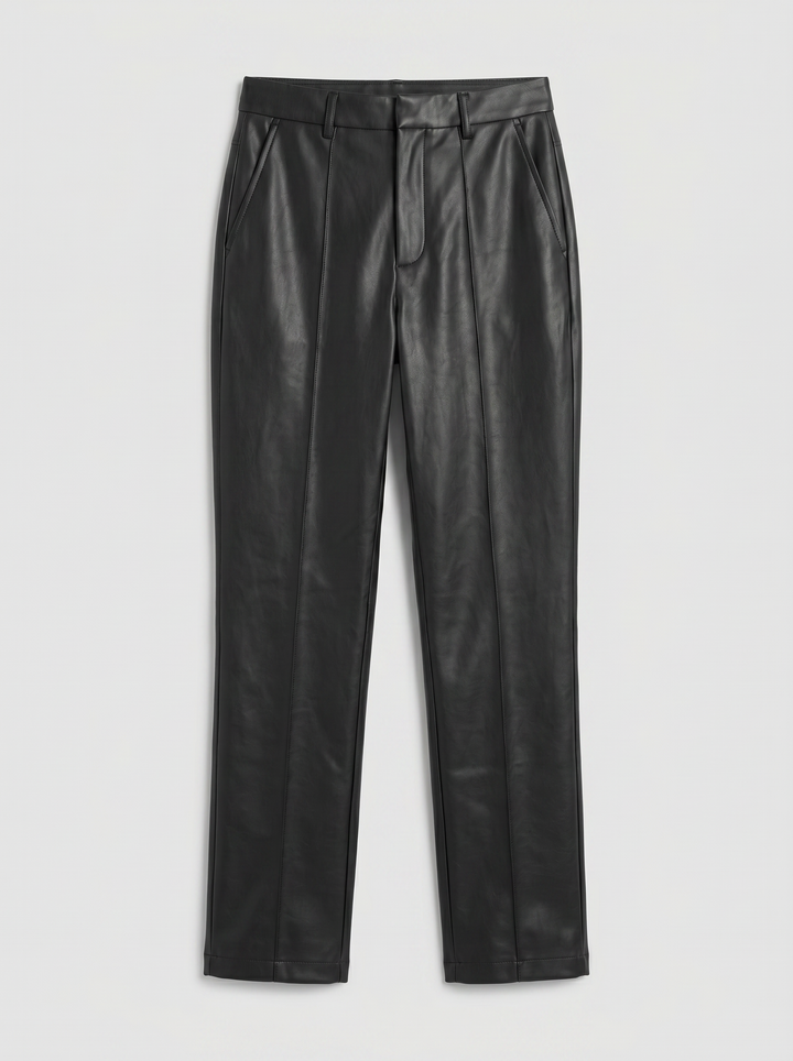Women's Faux Leather Trousers – Tailored Straight-Leg Trouser | Celestiella
