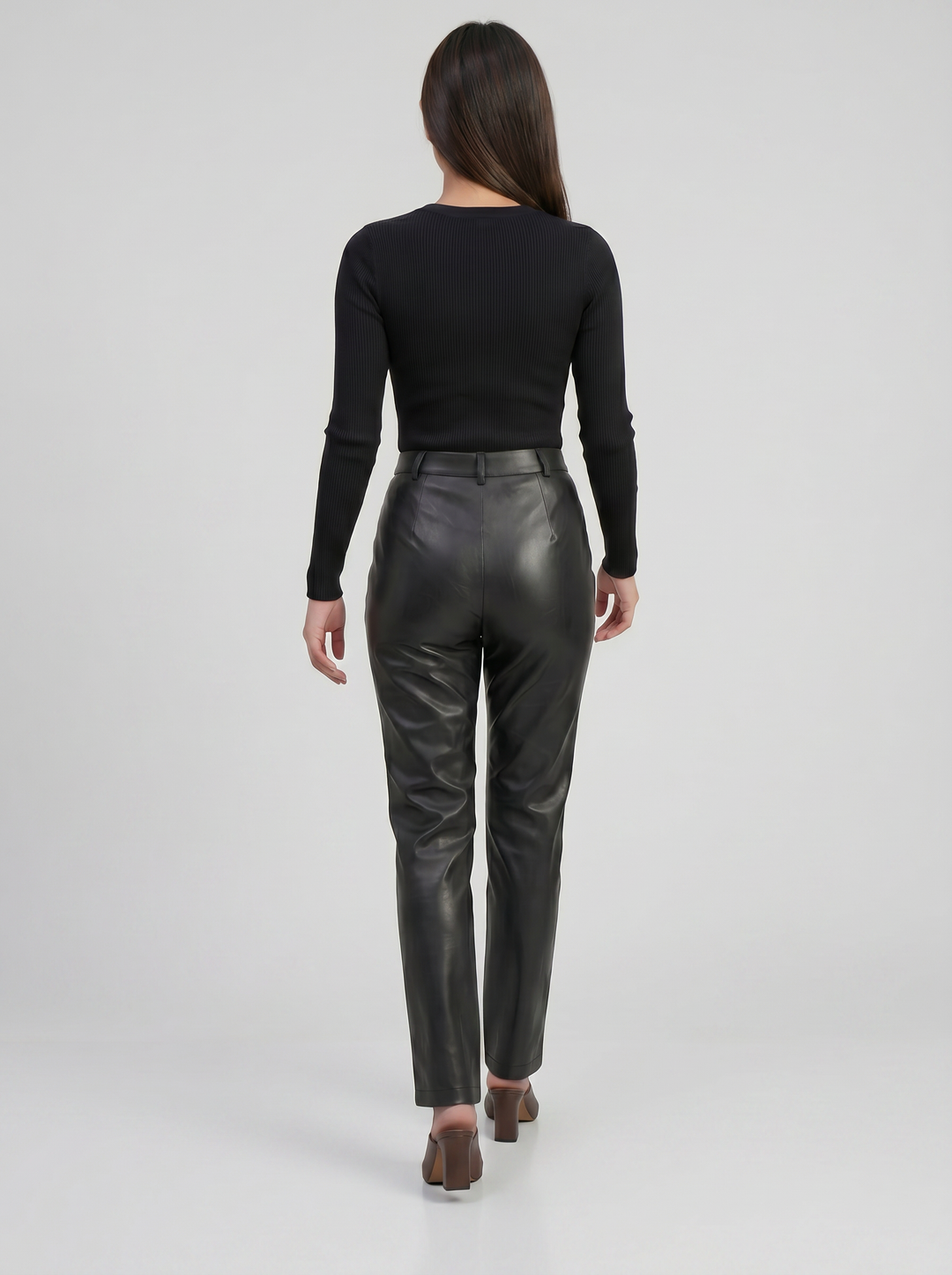 Women's Faux Leather Trousers – Tailored Straight-Leg Trouser | Celestiella