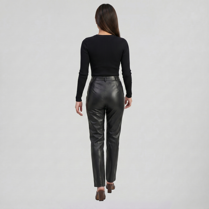 Women’s Tailored Faux-Leather Trousers | Celestiella