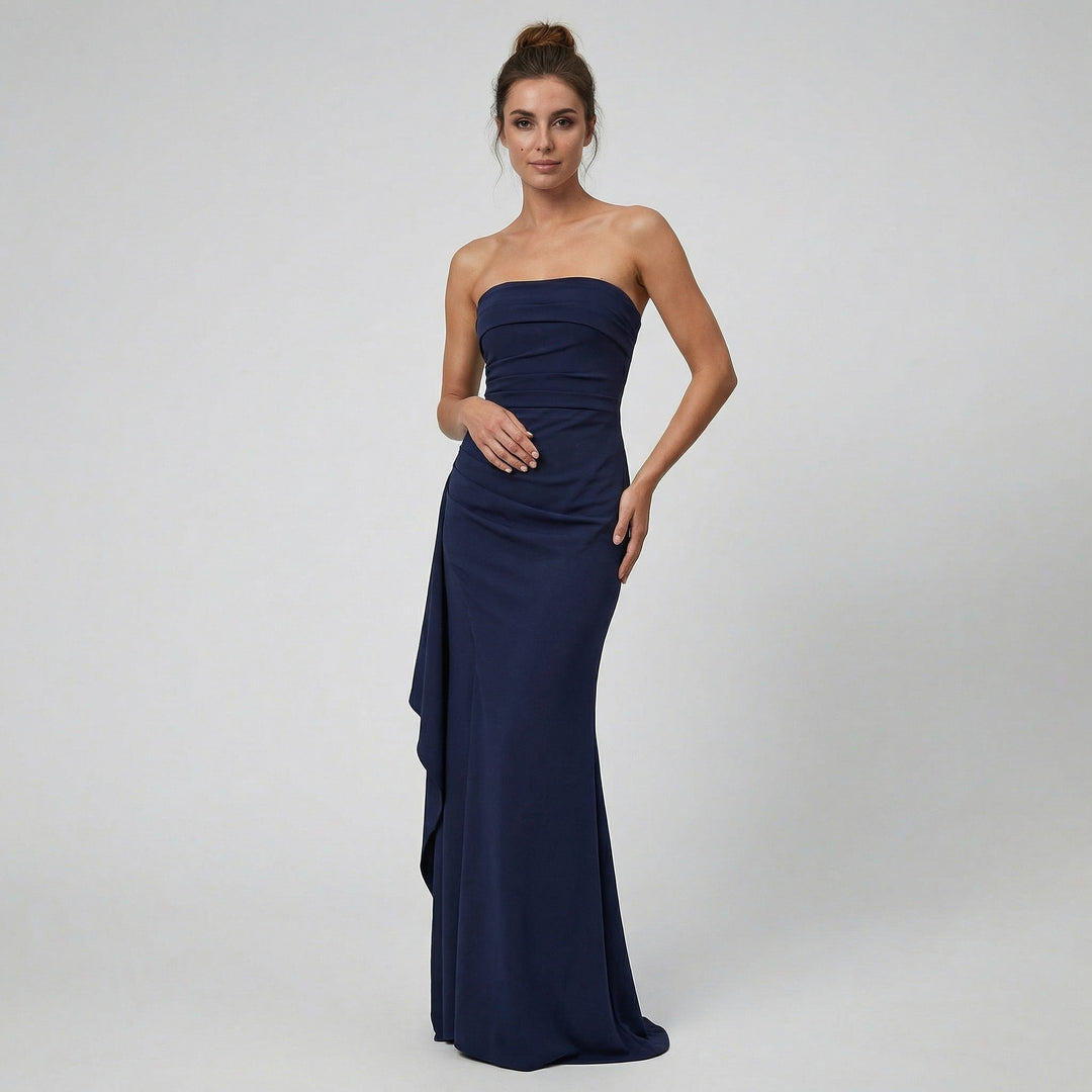 Women's Maxi Dress – Strapless Ruched Bodycon