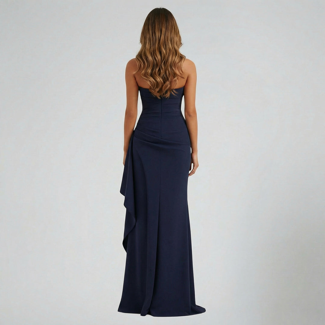 Women's Maxi Dress – Strapless Ruched Bodycon