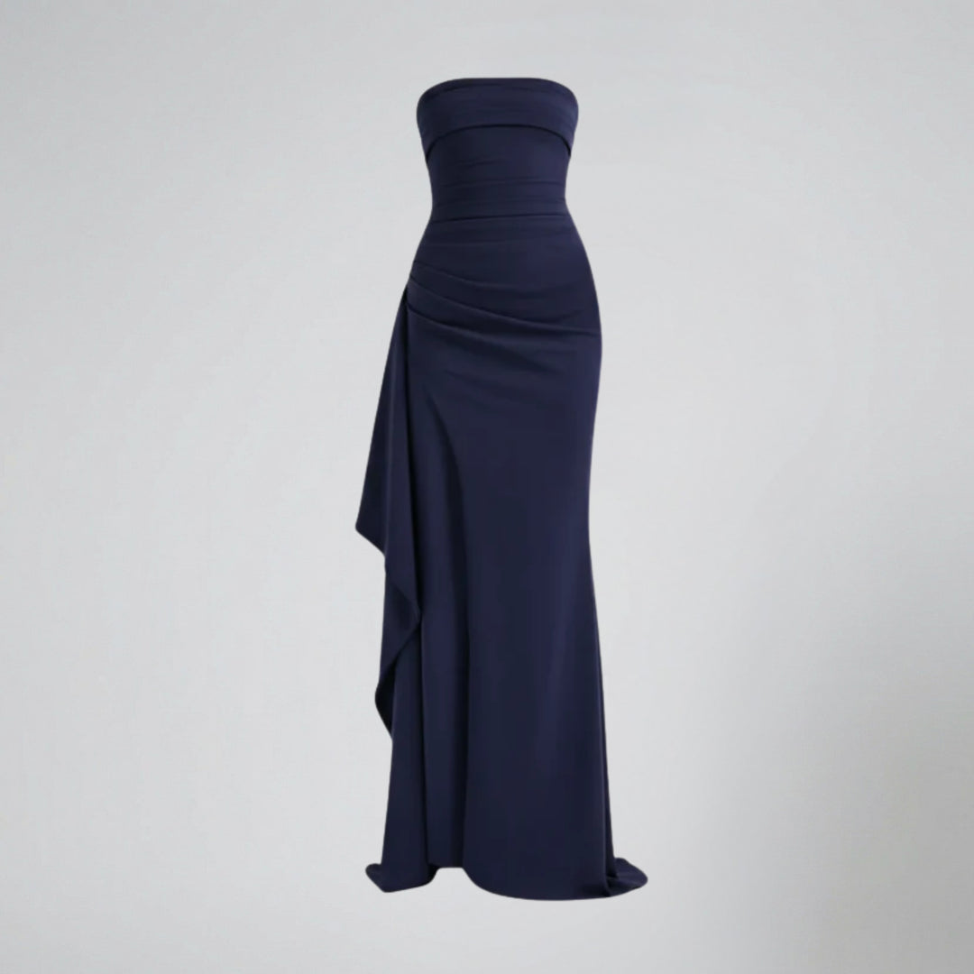 Women's Maxi Dress – Strapless Ruched Bodycon