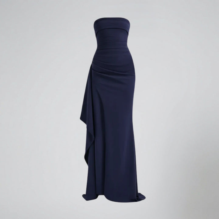 Women's Maxi Dress – Strapless Ruched Bodycon