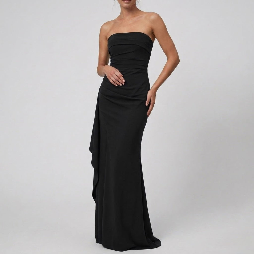 Women's Maxi Dress – Strapless Ruched Bodycon
