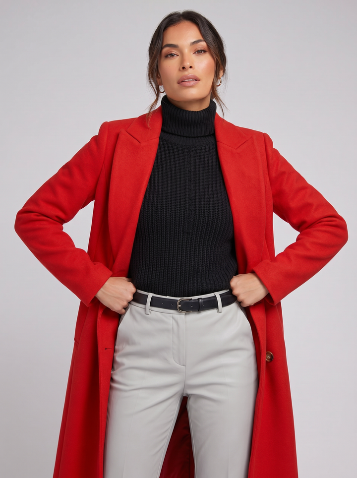 Women's Longline Coat – Tailored Double-Breasted