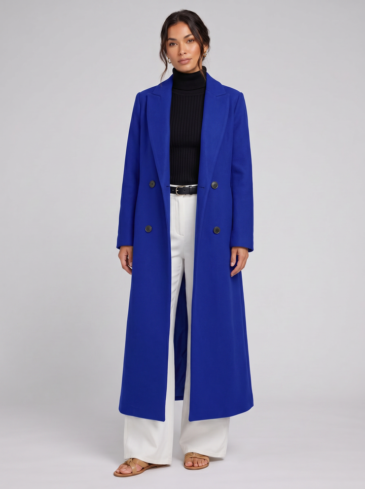 Women's Longline Coat – Tailored Double-Breasted