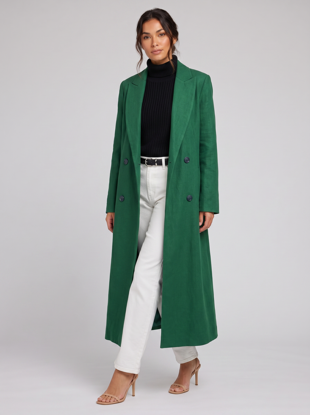 Women's Longline Coat – Tailored Double-Breasted