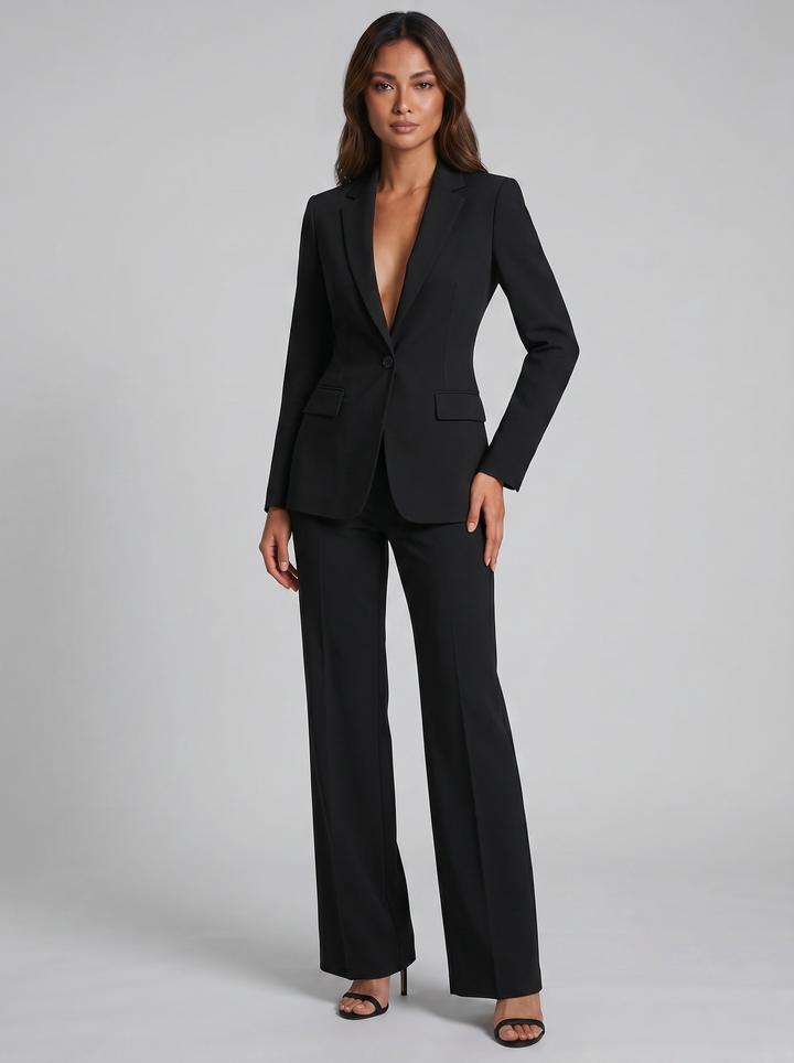 Women's Tailored Blazer & Wide-Leg Trousers Set – Smart Tailored Co-Ord
