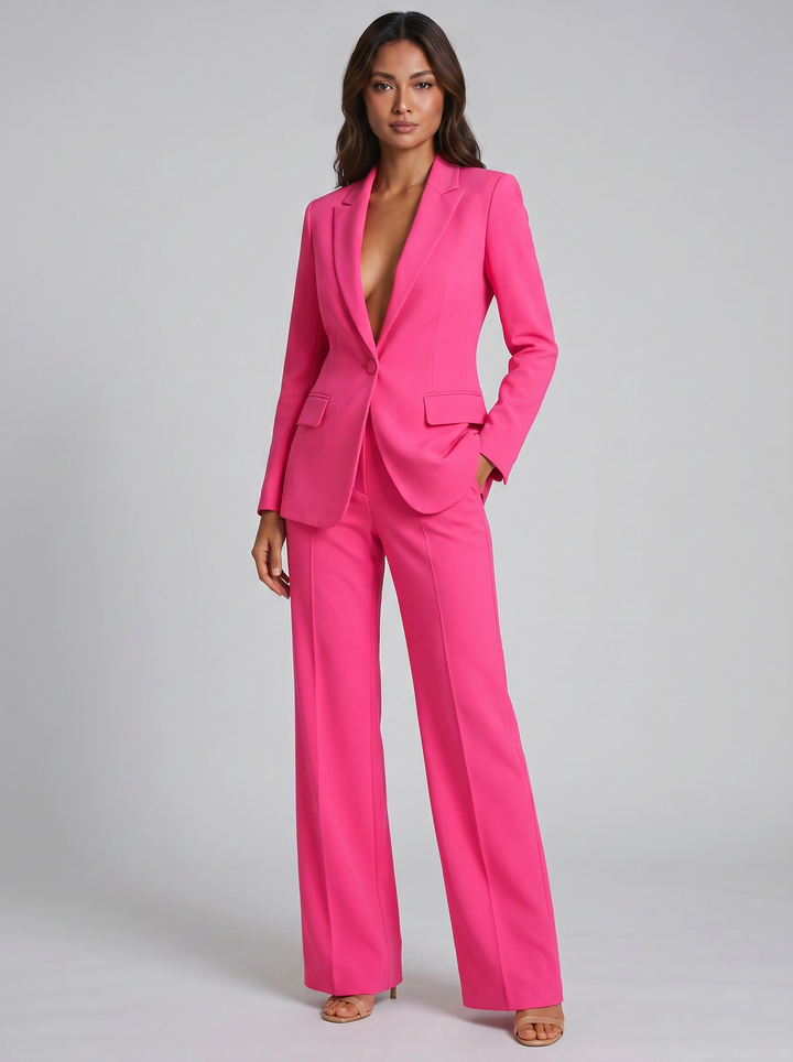 Women's Tailored Blazer & Wide-Leg Trousers Set – Smart Tailored Co-Ord