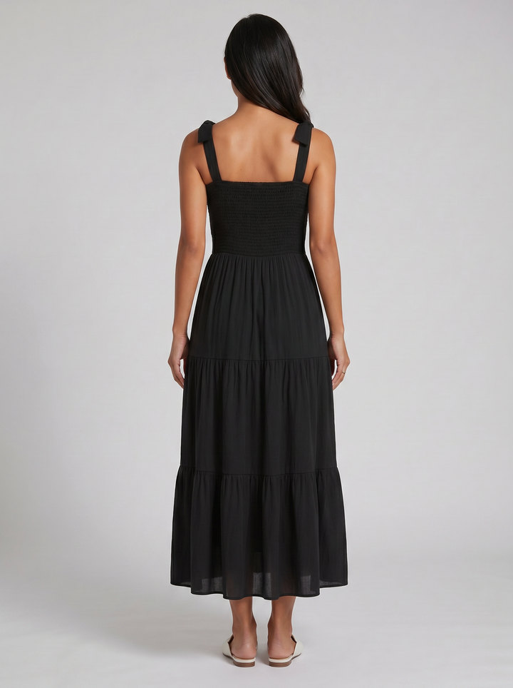 Women's Maxi Dress – Tie-Strap Tiered Summer Style