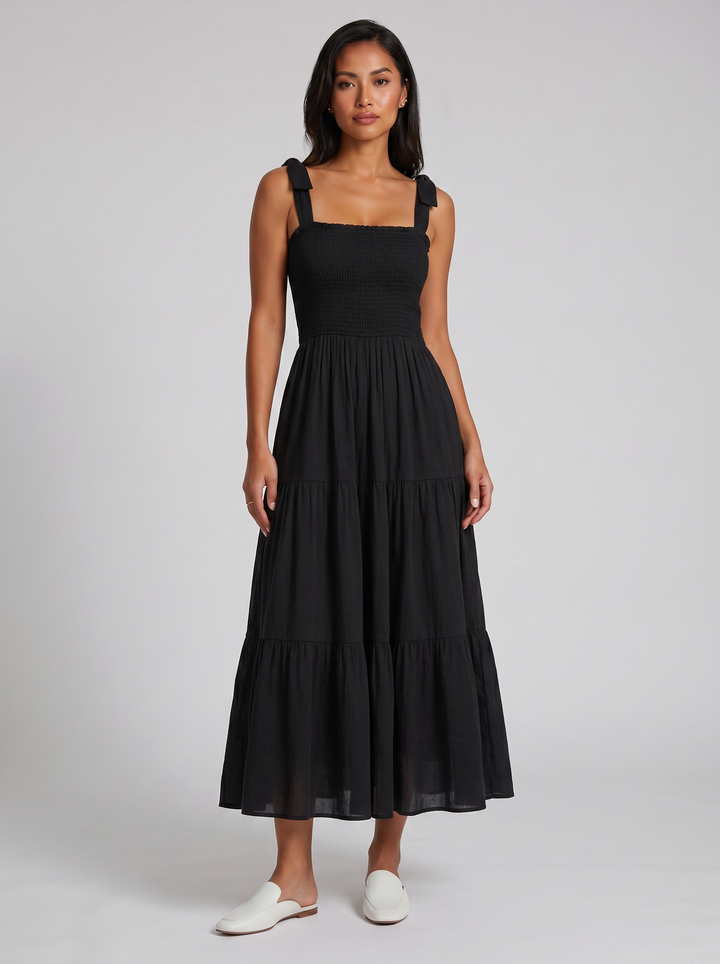 Women's Maxi Dress – Tie-Strap Tiered Summer Style