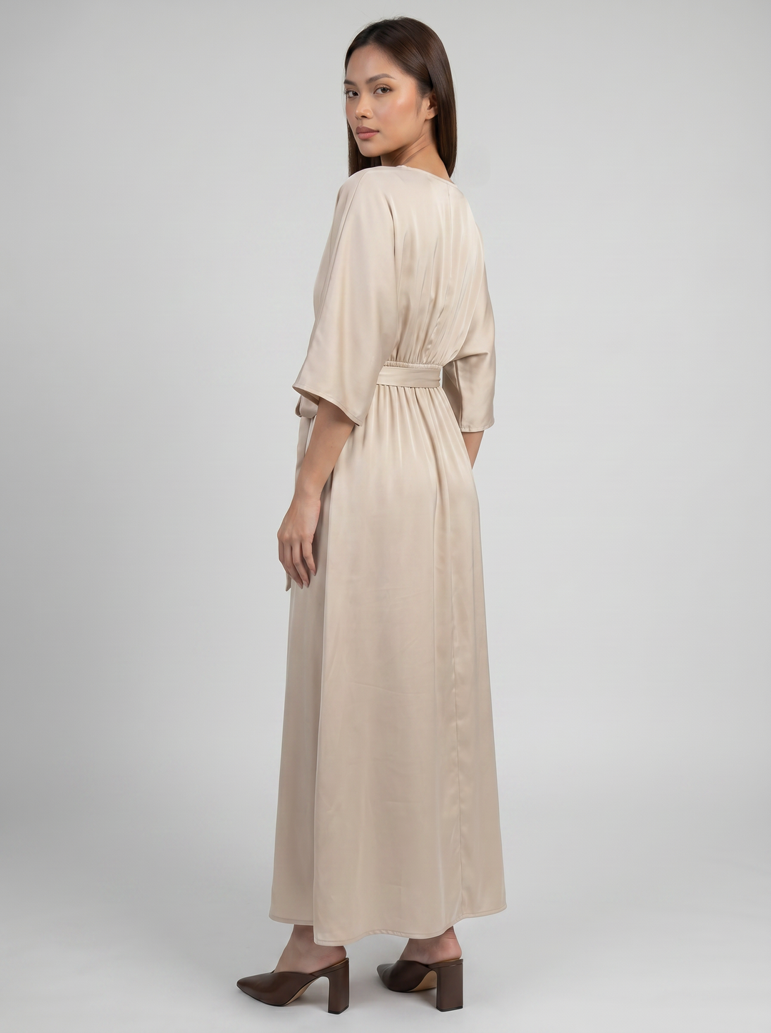 Women's Maxi Dress – V-Neck Belted Occasion Style