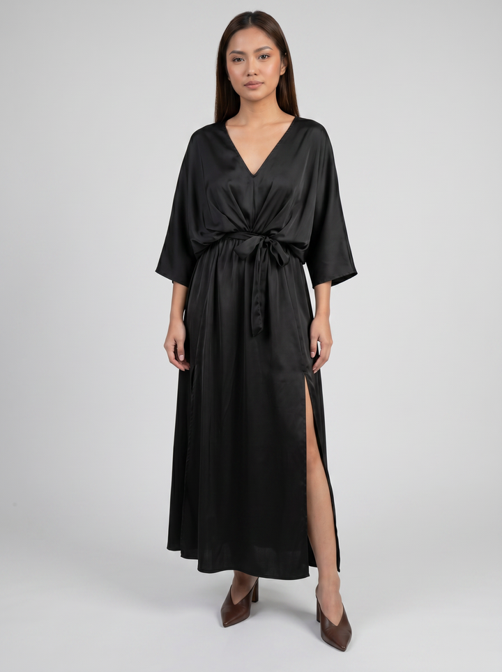 Women's Maxi Dress – V-Neck Belted Occasion Style